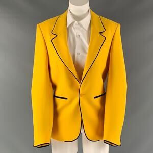RANDOM IDENTITIES Size 36 Regular Yellow Black Solid Sport Coat